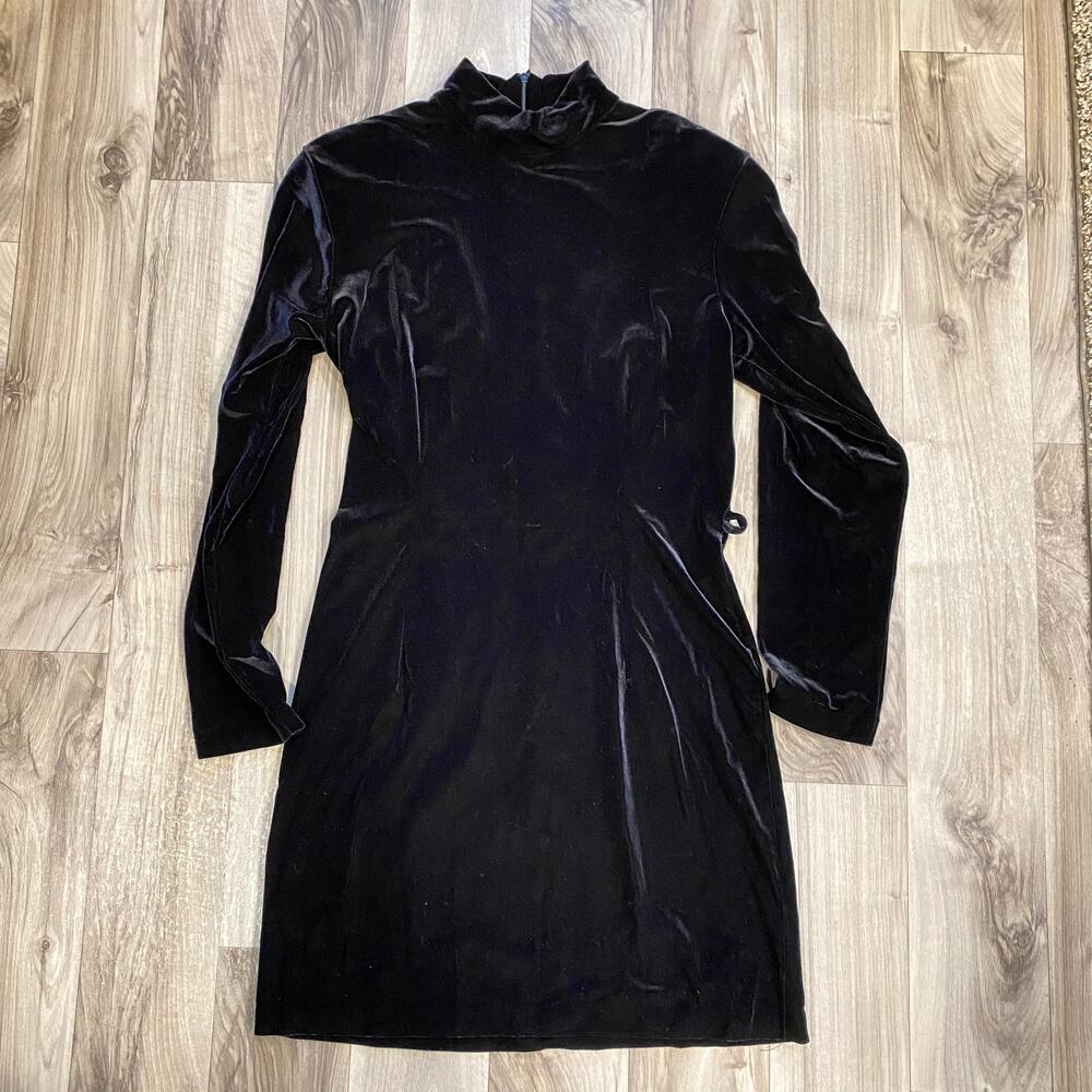 Scarlett Black Velvet Mock Turtleneck Dress